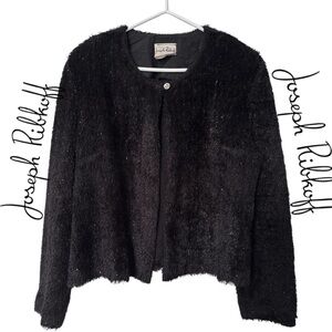 ✨Joseph Ribkoff Black Textured Evening Cardigan – No Size Tag (See Measurements)